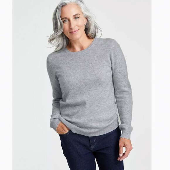 CHARTER CLUB Women's 100% Cashmere Crewneck Gray Sweater Size Medium - Picture 1 of 9